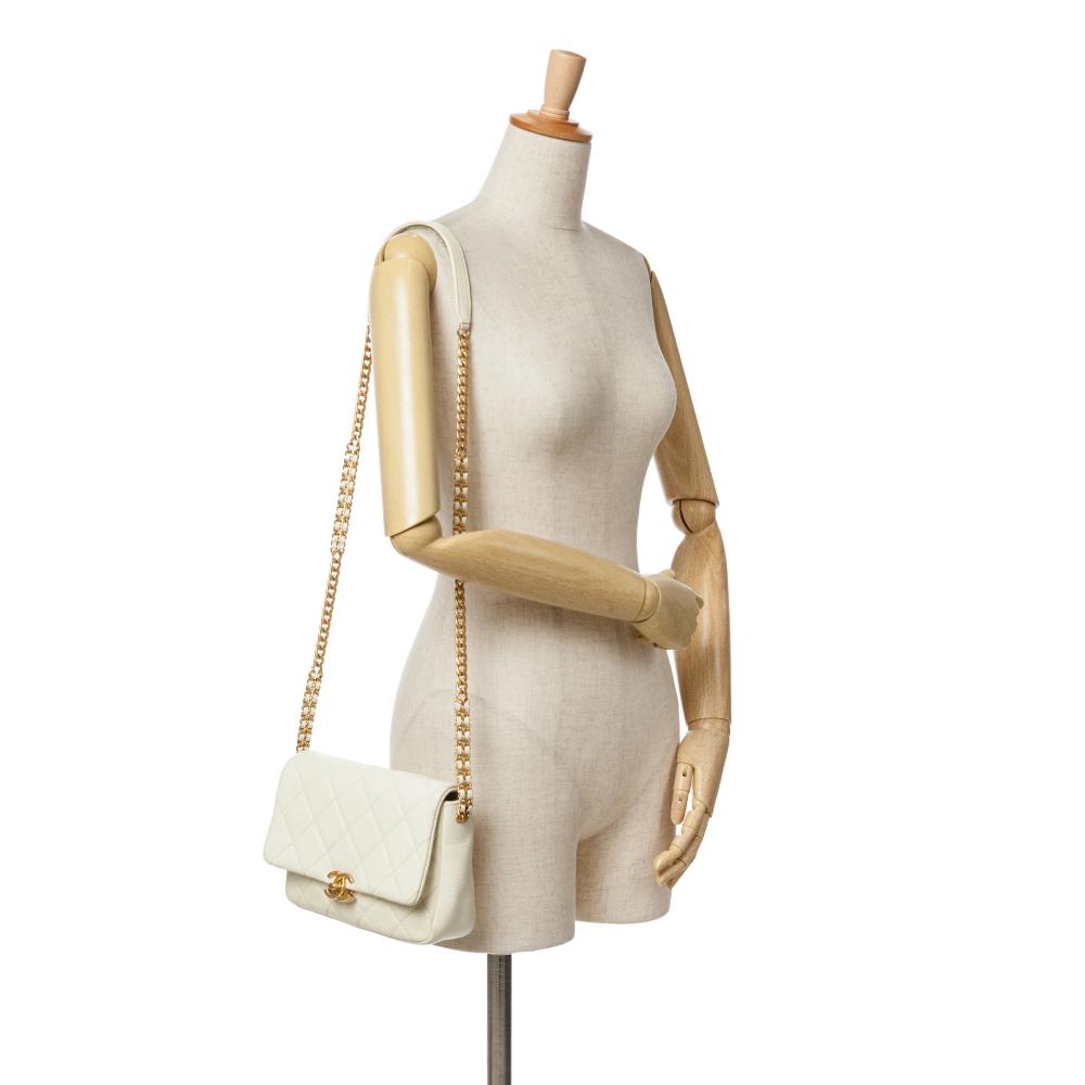 White Leather Chanel Flap Bag