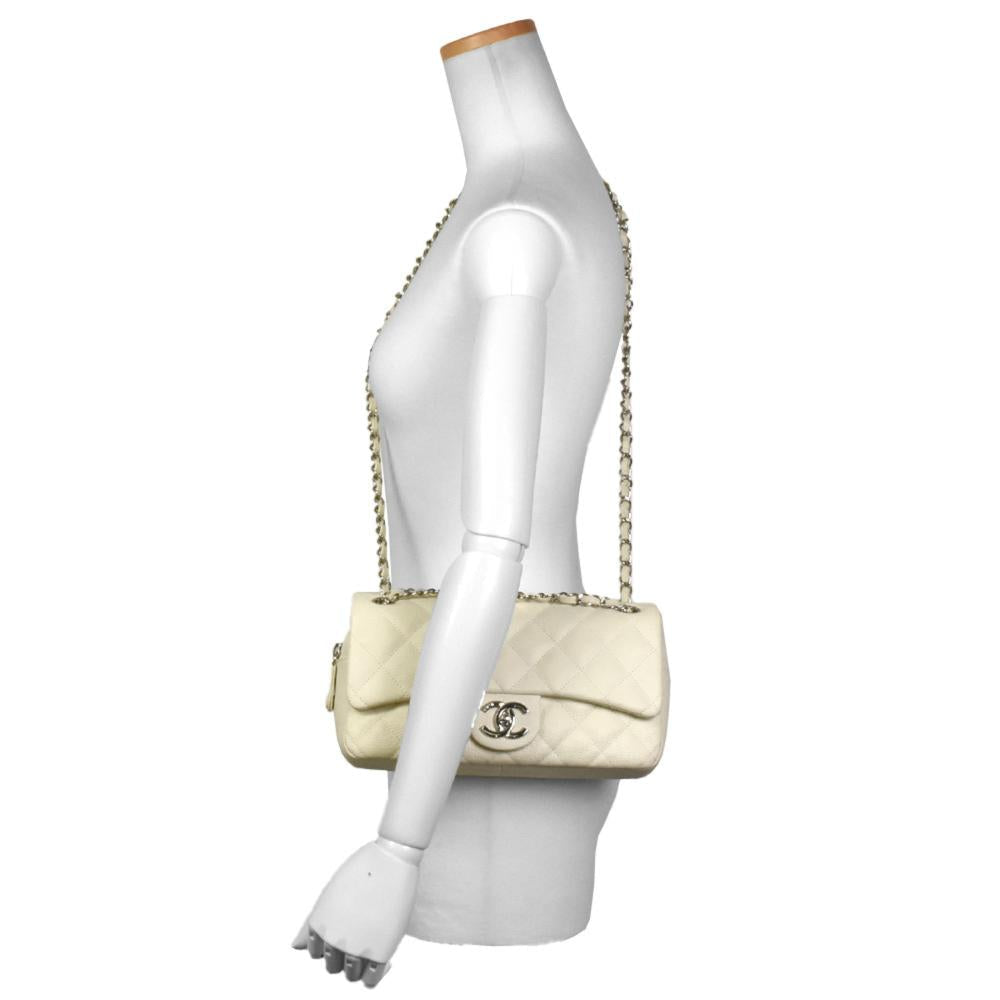 White Leather Chanel Shoulder Bag