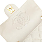White Leather Chanel Flap Bag