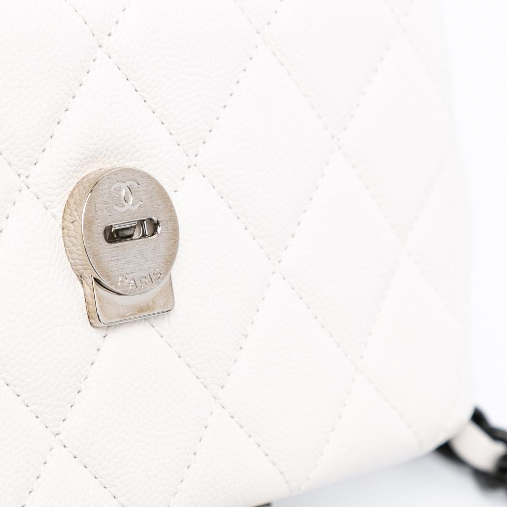 White Leather Chanel Flap Bag