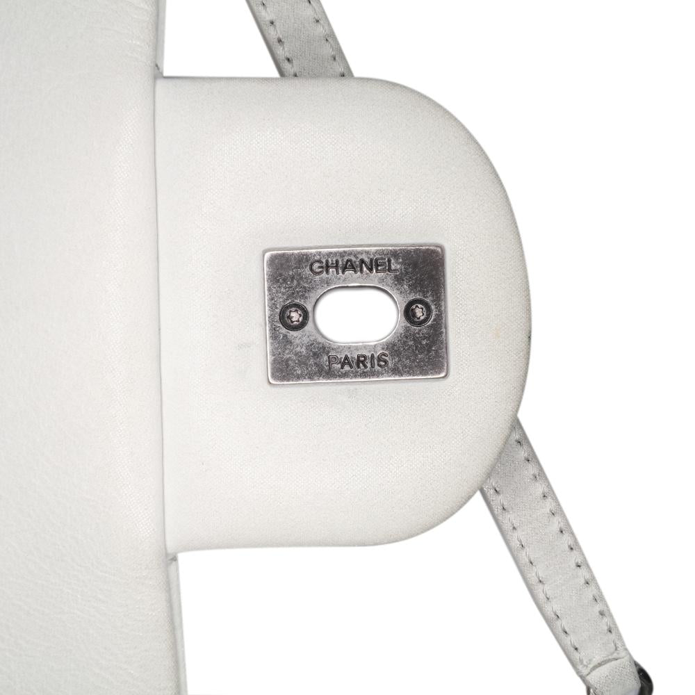 White Leather Chanel Flap Bag