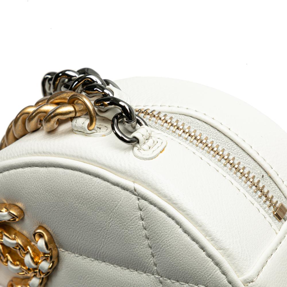 White Leather Chanel Crossbody Bag