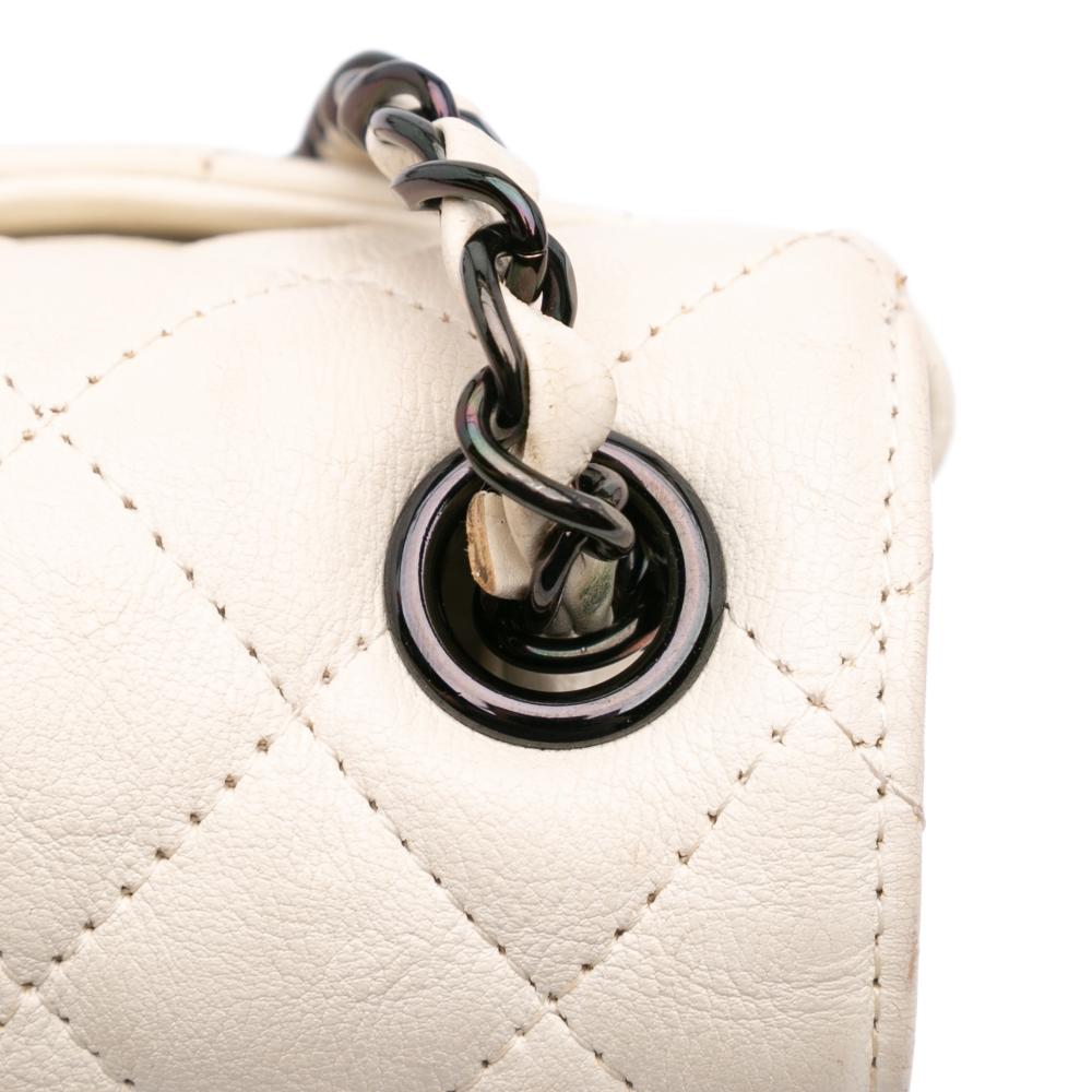White Leather Chanel Flap Bag