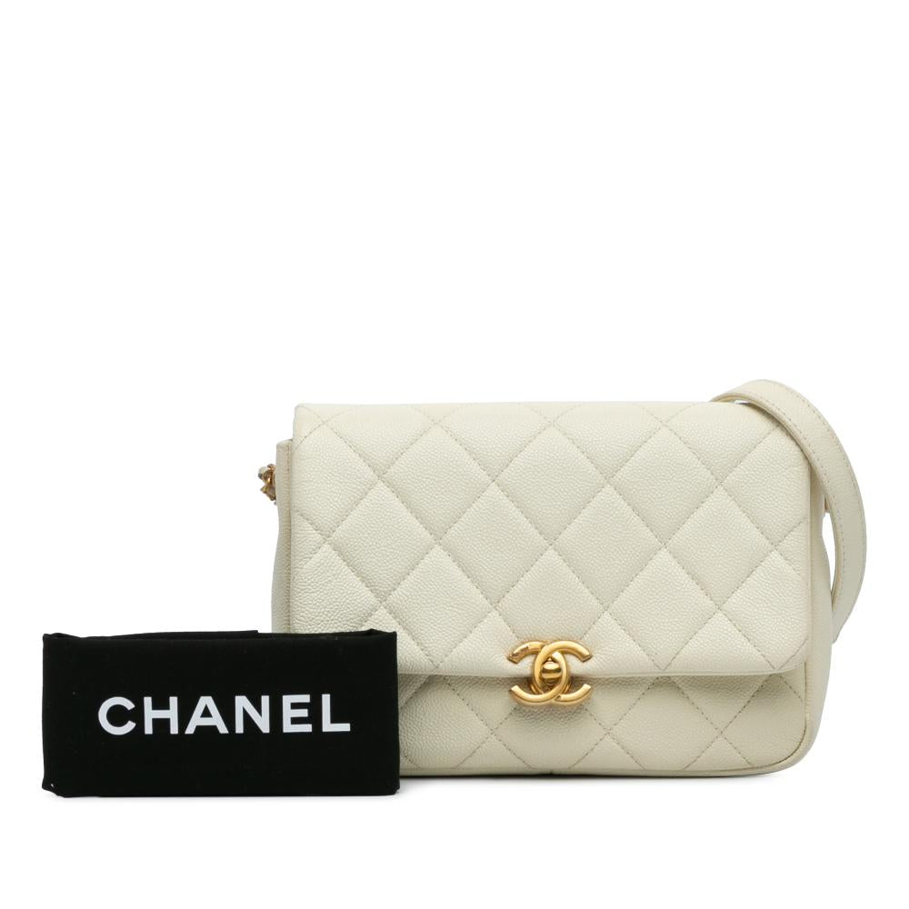 White Leather Chanel Flap Bag