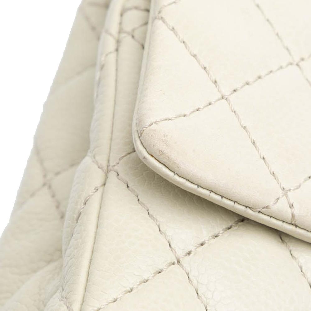 White Leather Chanel Flap Bag