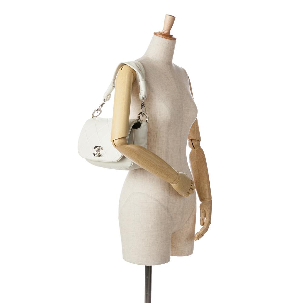 White Leather Chanel Flap Bag