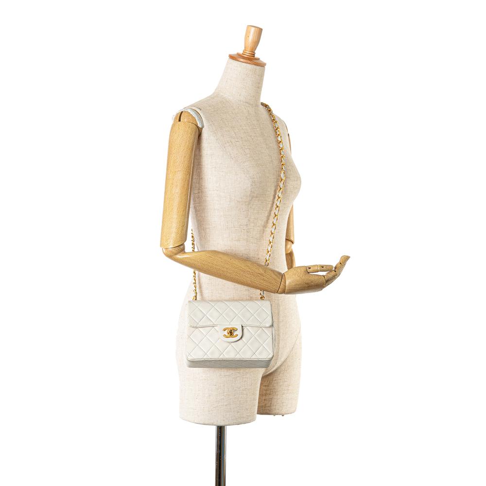 White Leather Chanel Flap Bag