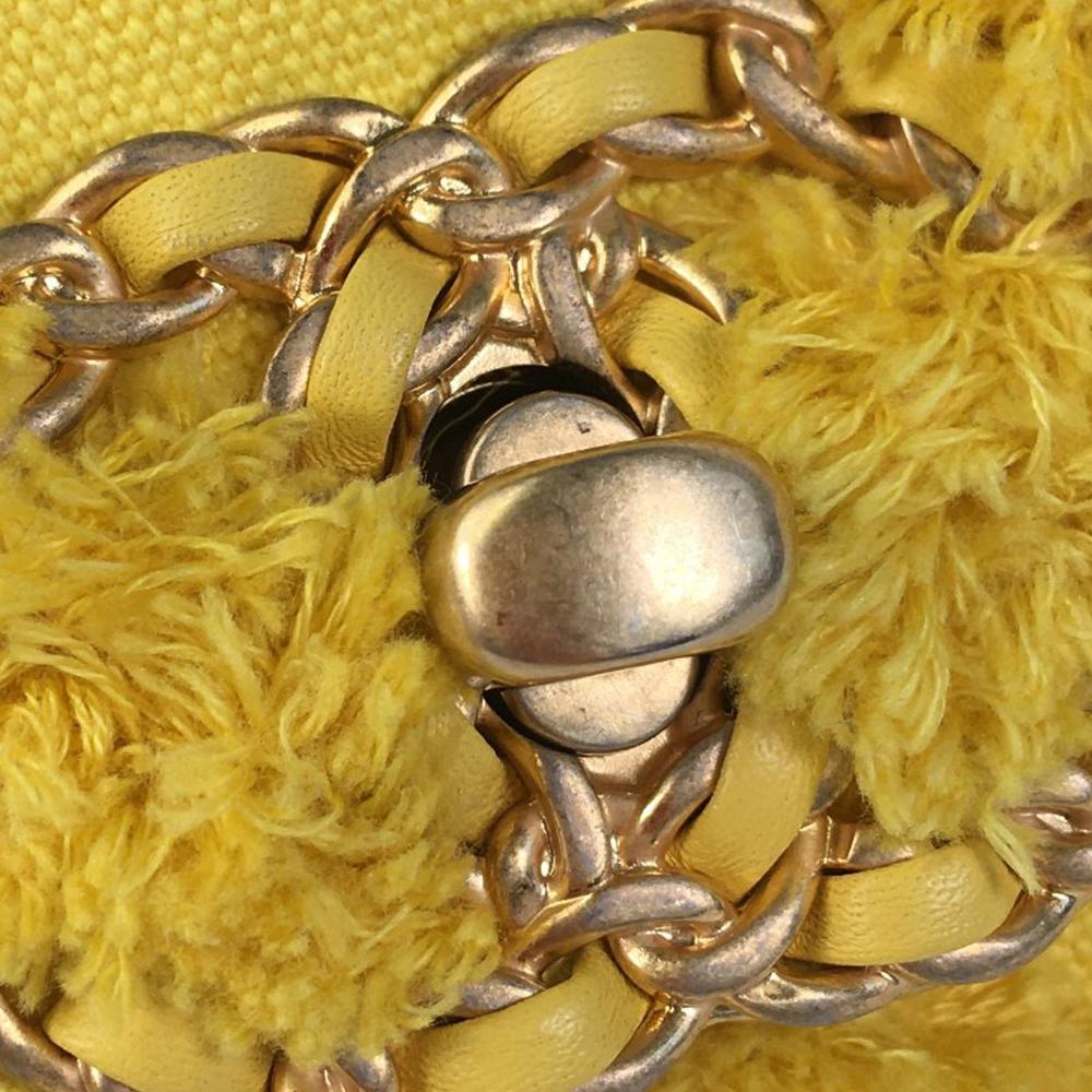 Yellow Canvas Chanel Flap Bag