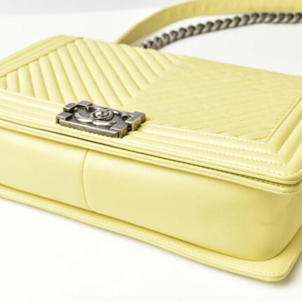 Yellow Fabric Chanel Shoulder Bag
