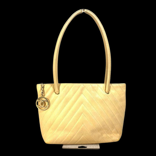 Yellow Fabric Chanel Shoulder Bag