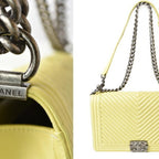 Yellow Fabric Chanel Shoulder Bag