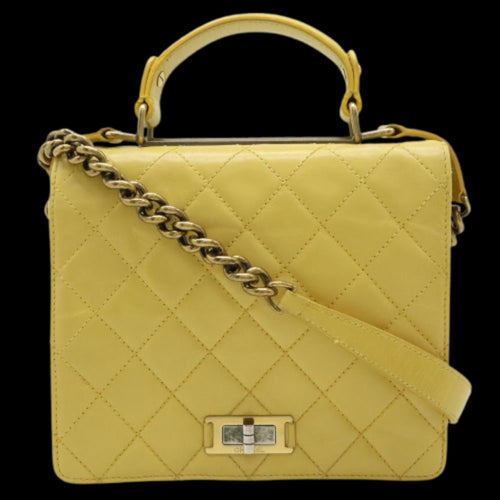 Yellow Leather Chanel Shoulder Bag
