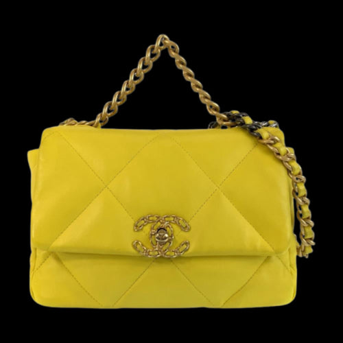Yellow Leather Chanel Shoulder Bag