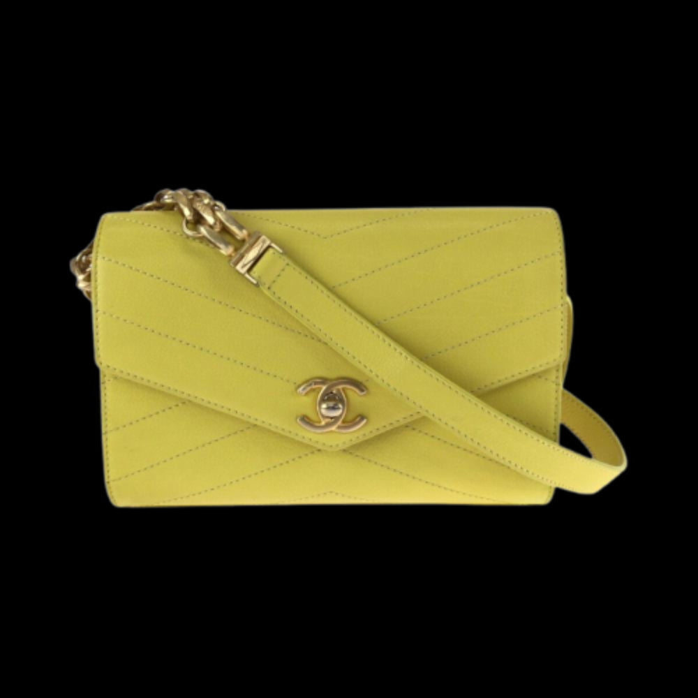 Yellow Leather Chanel Shoulder Bag