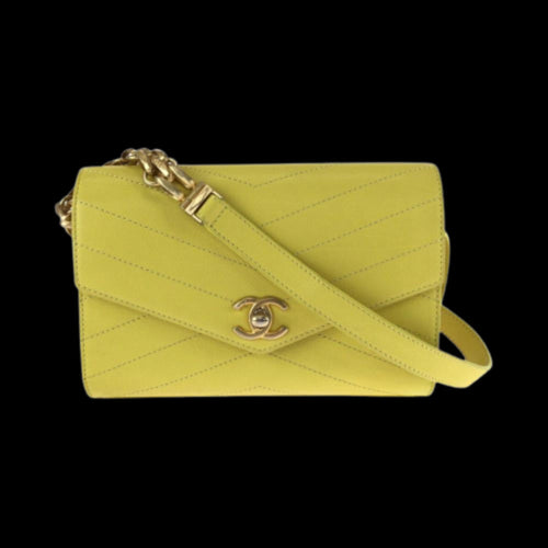 Yellow Leather Chanel Shoulder Bag