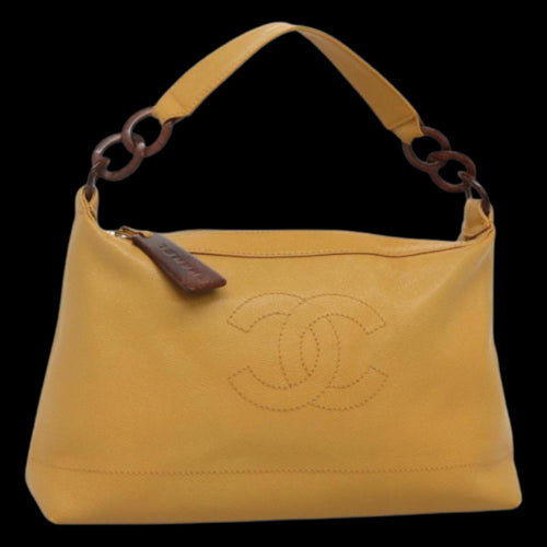 Yellow Leather Chanel Shoulder Bag