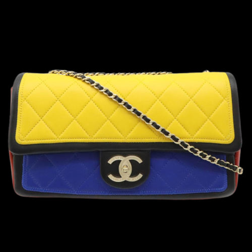 Yellow Leather Chanel Shoulder Bag