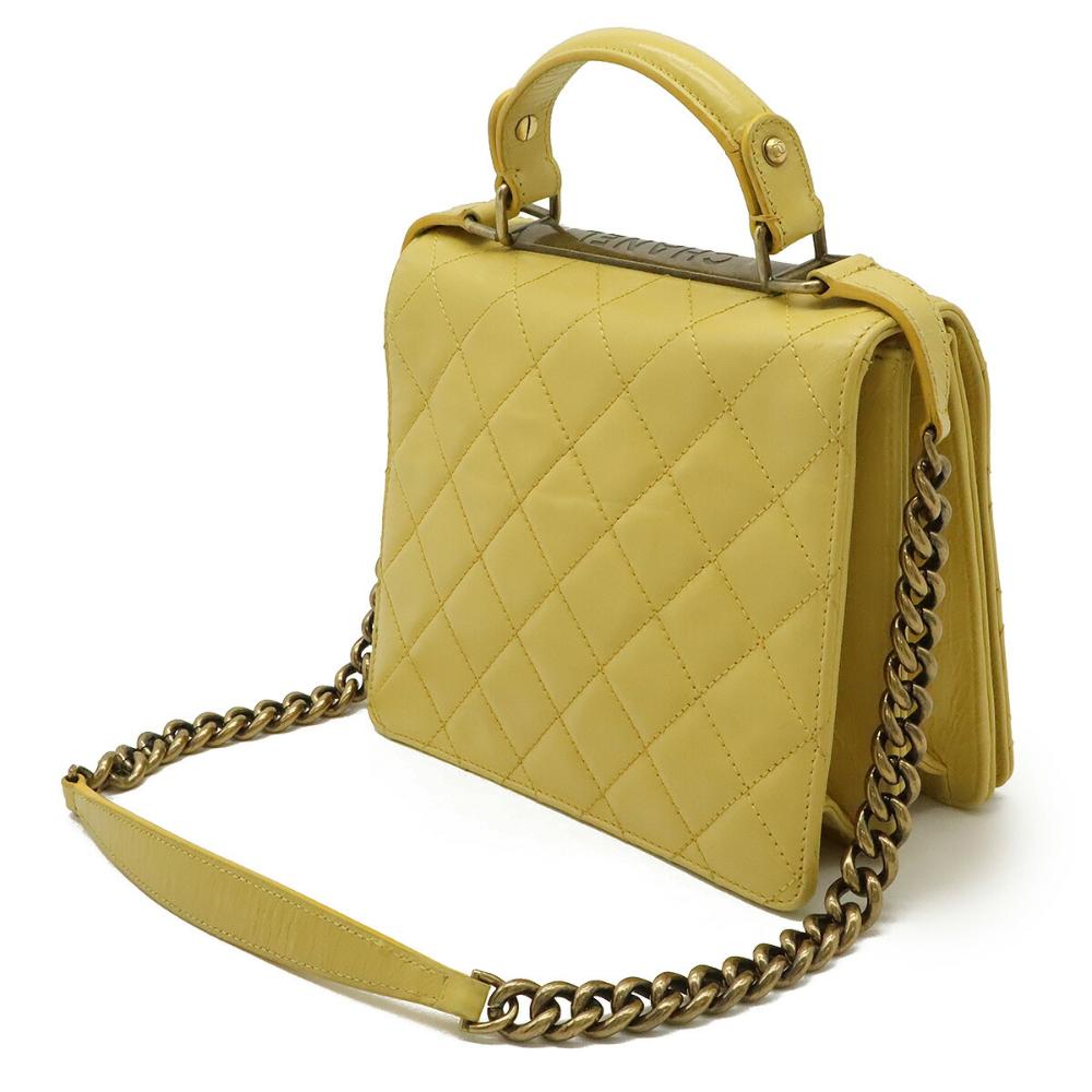 Yellow Leather Chanel Shoulder Bag