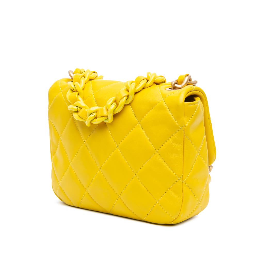 Yellow Leather Chanel Flap Bag