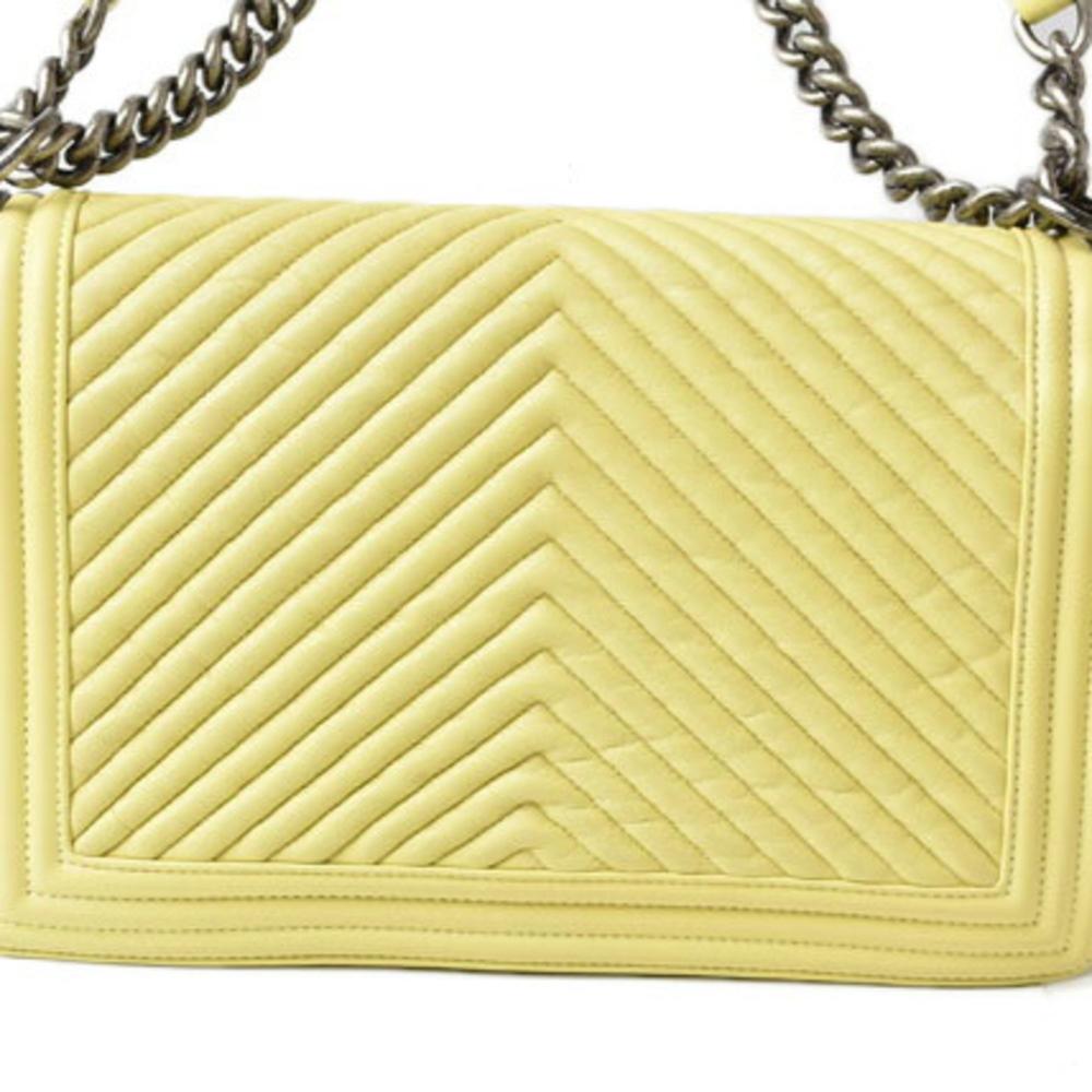 Yellow Leather Chanel Shoulder Bag