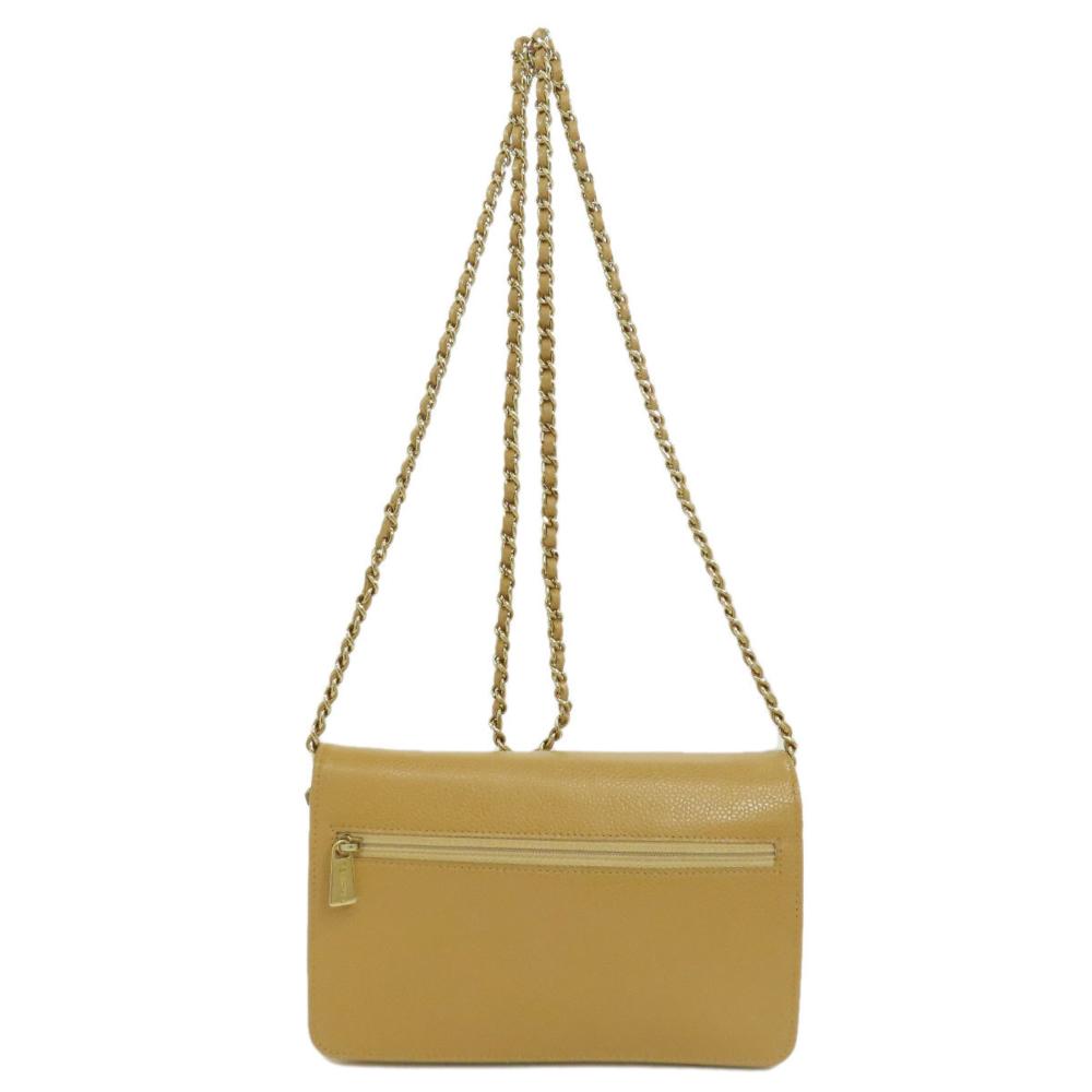 Yellow Leather Chanel Wallet On Chain