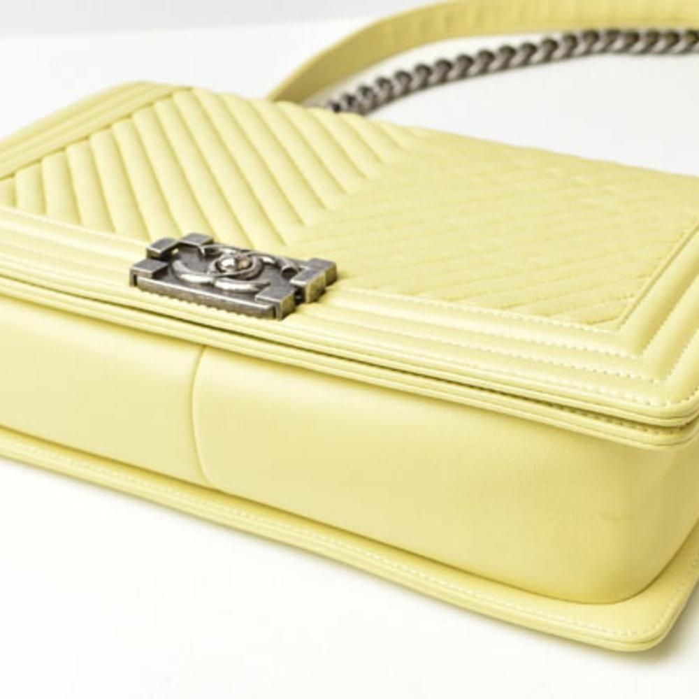 Yellow Leather Chanel Shoulder Bag