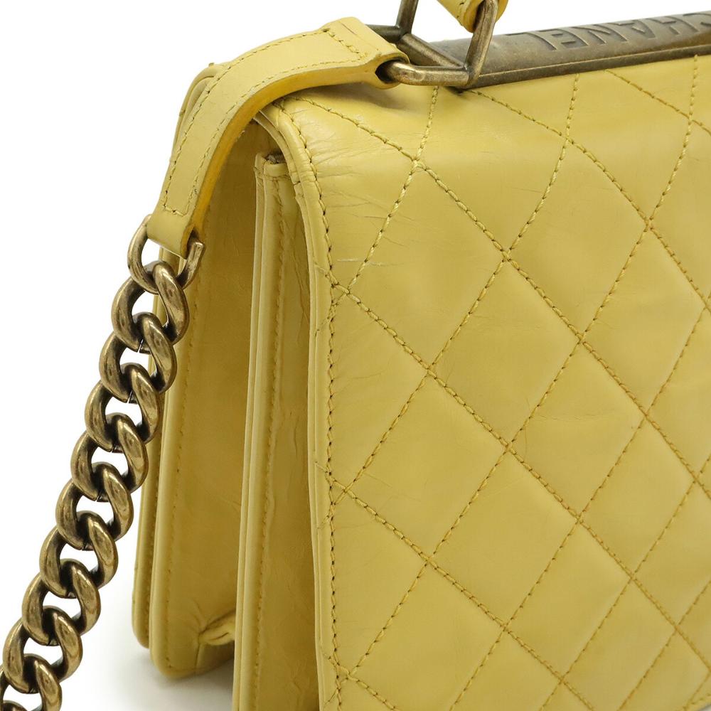 Yellow Leather Chanel Shoulder Bag