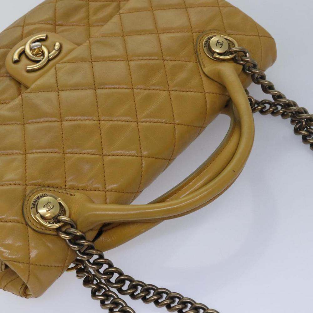 Yellow Leather Chanel Shoulder Bag
