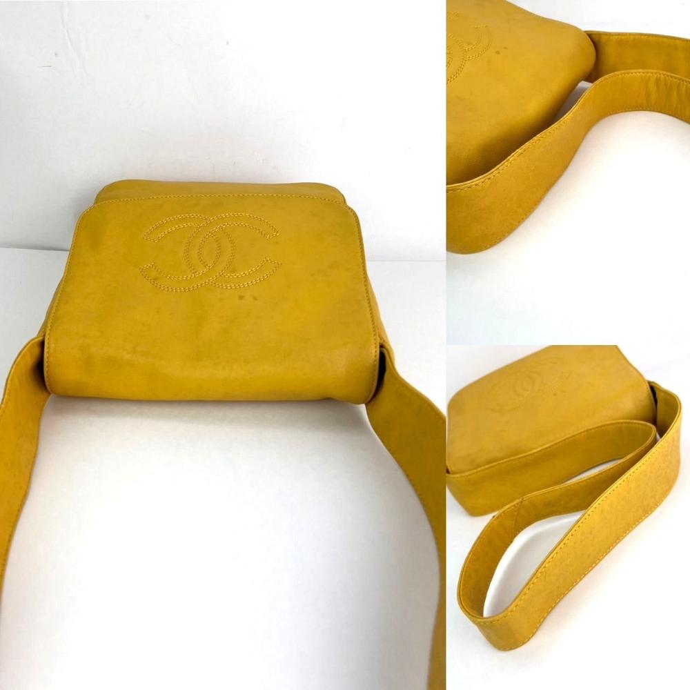 Yellow Leather Chanel Messenger Bag