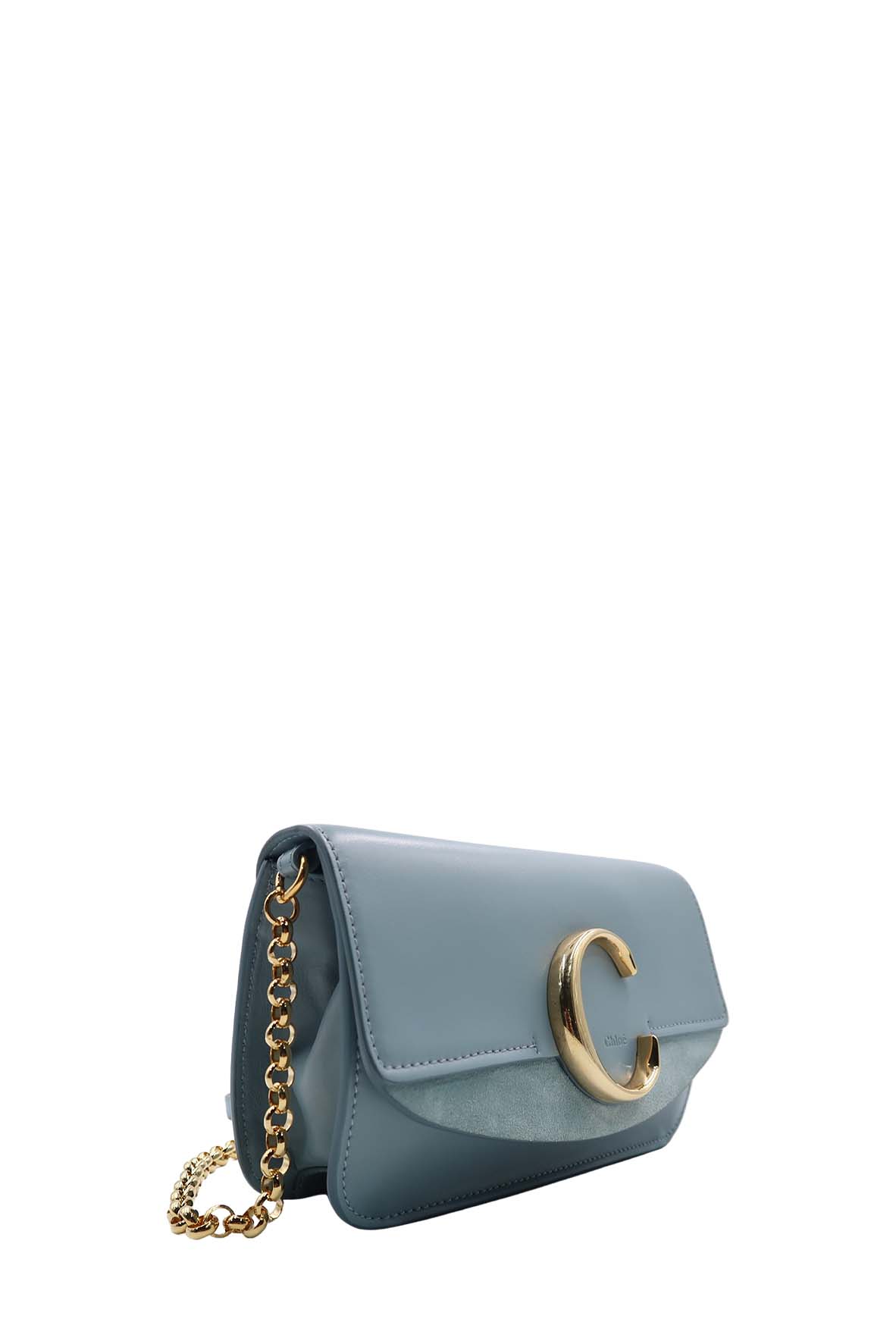 Chloe C Chain Clutch Faded Blue