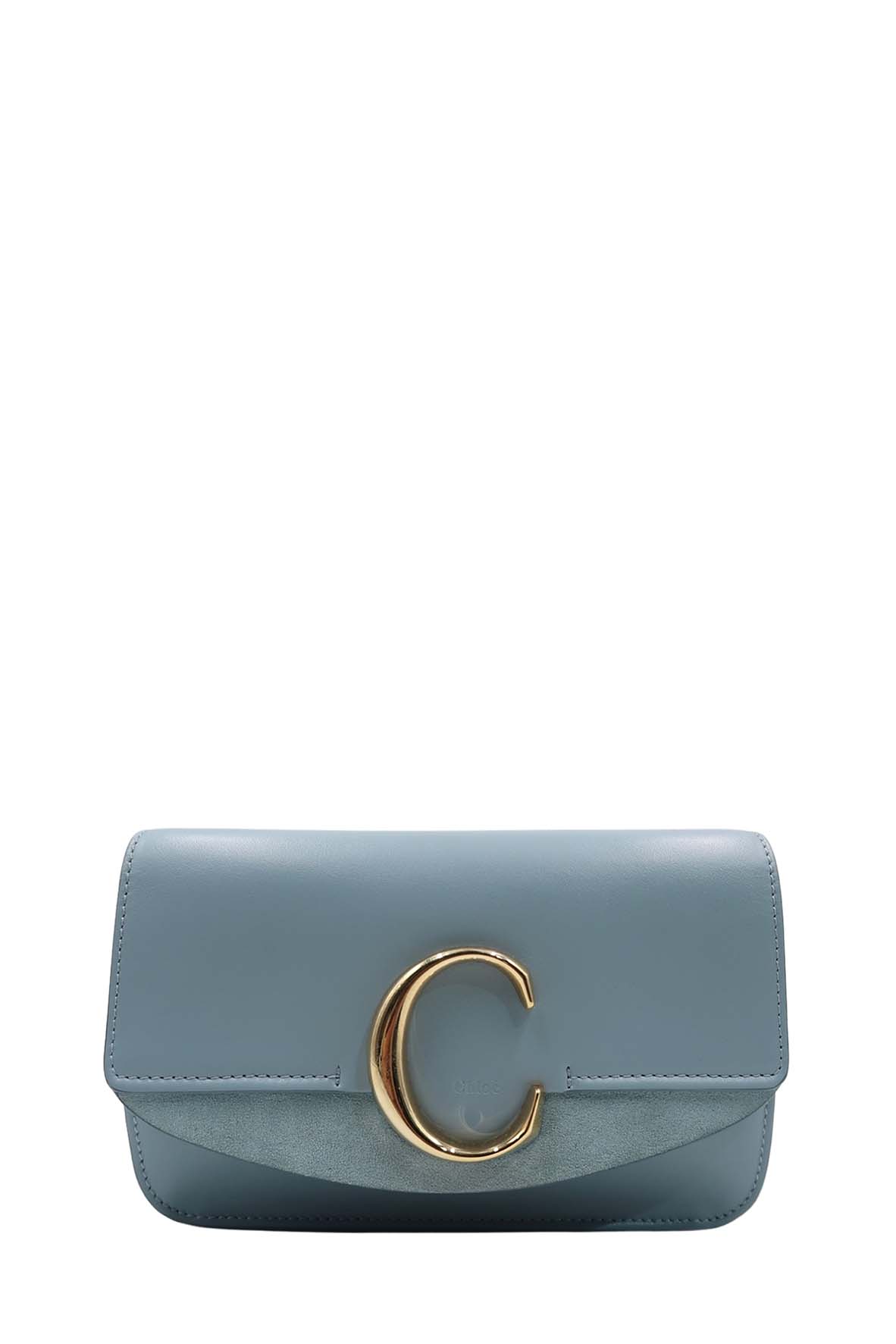 Chloe C Chain Clutch Faded Blue