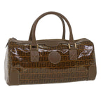 FENDI Zucchino Canvas Hand Bag Enamel Brown  cl569