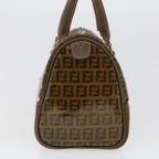 FENDI Zucchino Canvas Hand Bag Enamel Brown  cl569