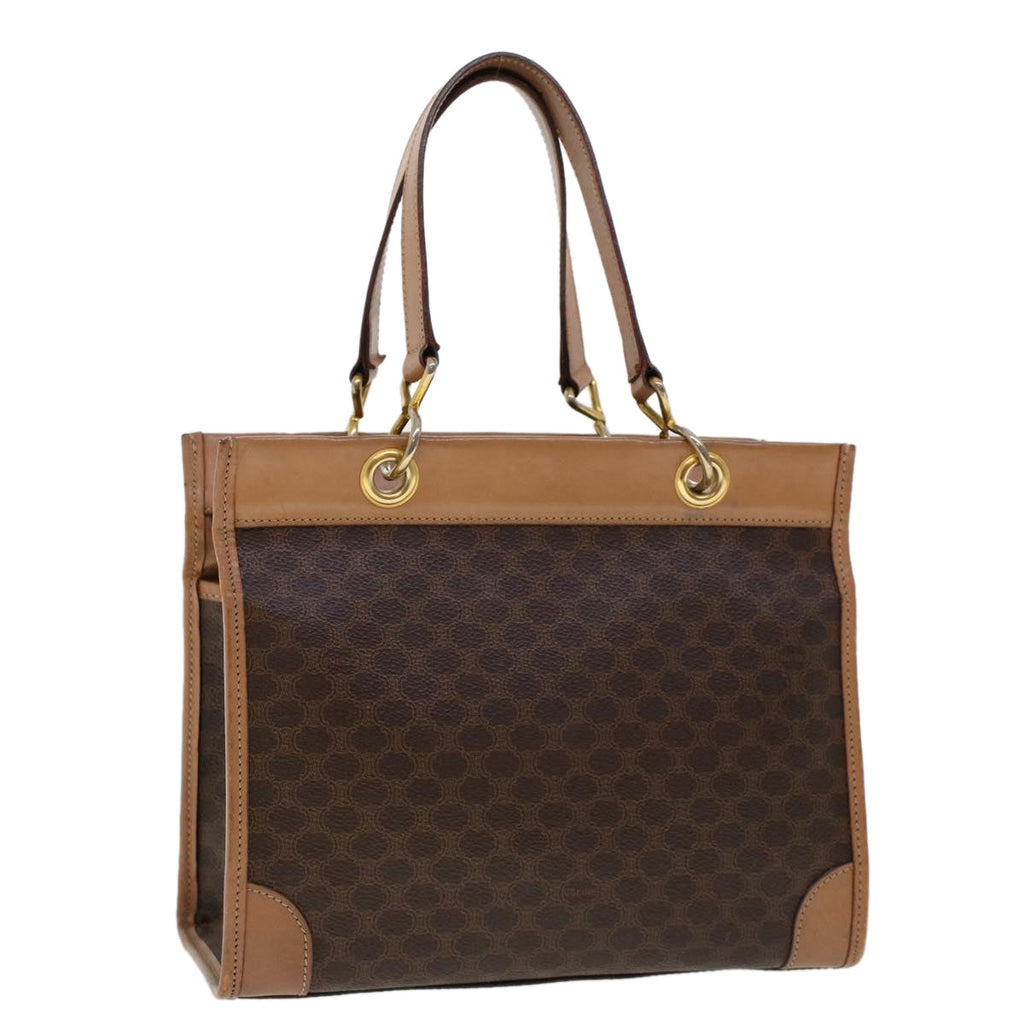 CELINE Macadam Canvas Hand Bag PVC Leather Brown  cl579