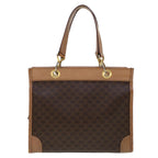 CELINE Macadam Canvas Hand Bag PVC Leather Brown  cl579