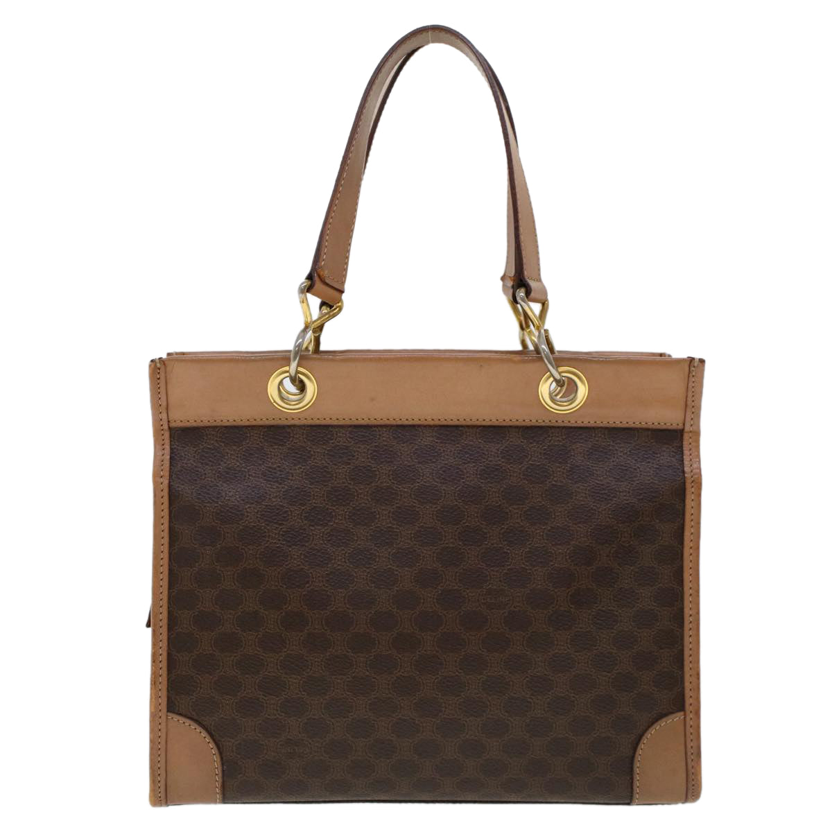 CELINE Macadam Canvas Hand Bag PVC Leather Brown  cl579