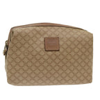 CELINE Macadam Canvas Clutch Bag PVC Leather Beige  cl641