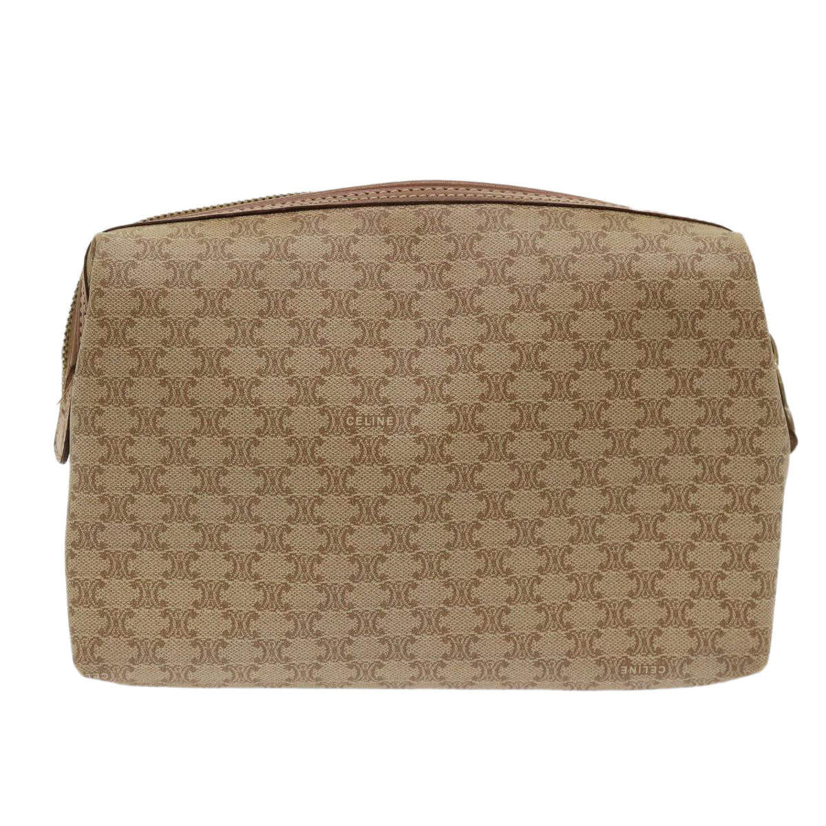 CELINE Macadam Canvas Clutch Bag PVC Leather Beige  cl641