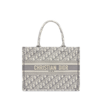 Dior Medium Dior Book Tote Ecru and Gray Dior Oblique Embroidery