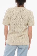 Bottega Veneta Crew Neck Crochet Cotton T-Shirt