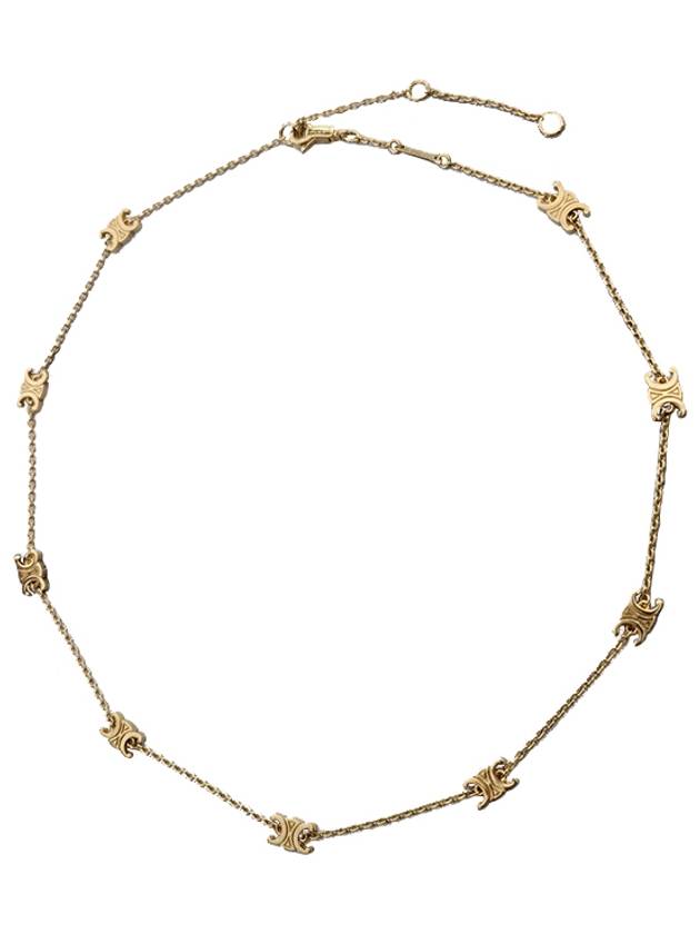 CELINE Triomphe Mini Brass Necklace Gold