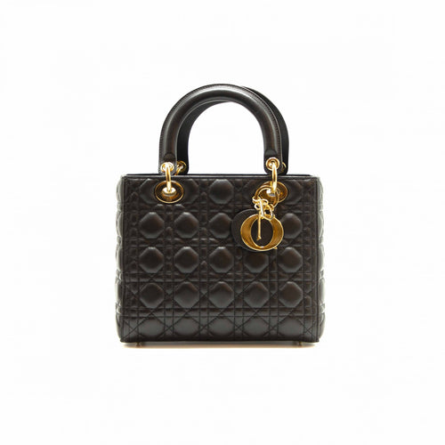 Dior Black Quilted Cannage Leather Medium Lady Dior Tote Bag