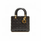 Dior Black Quilted Cannage Leather Medium Lady Dior Tote Bag