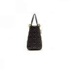 Dior Black Quilted Cannage Leather Medium Lady Dior Tote Bag