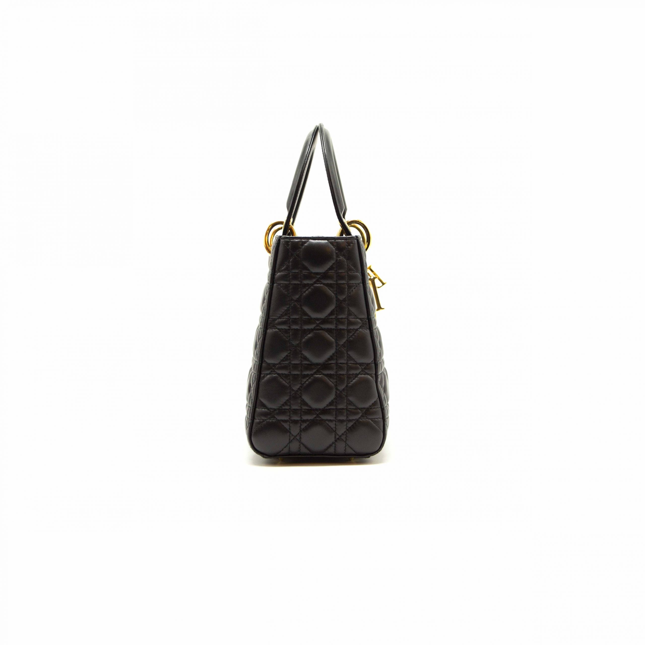 Dior Black Quilted Cannage Leather Medium Lady Dior Tote Bag