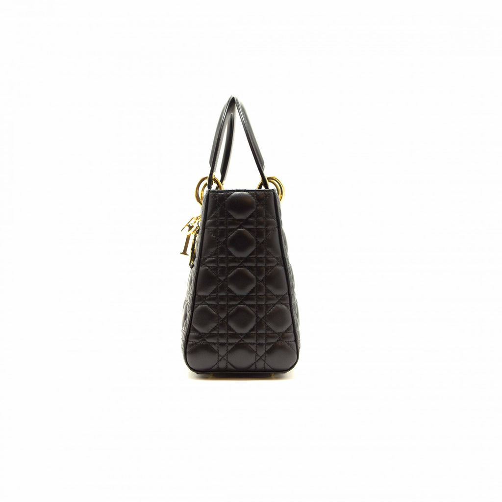 Dior Black Quilted Cannage Leather Medium Lady Dior Tote Bag