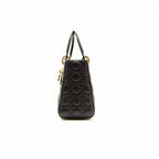 Dior Black Quilted Cannage Leather Medium Lady Dior Tote Bag
