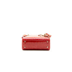 Dior Red Crocodile Mini Crystal Studded Lady Dior Tote With Silk Scarf