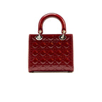 Dior Rouge Patent Cannage Quilted Leather Medium Lady Dior Tote