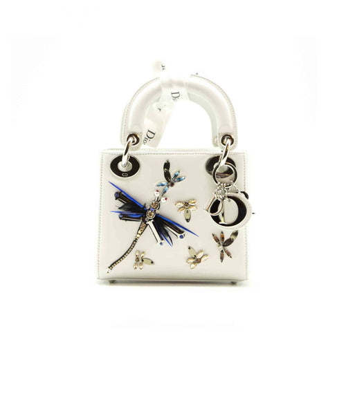 Dior White  Animal Embroidery Limited Edition Mini Lady Dior Tote